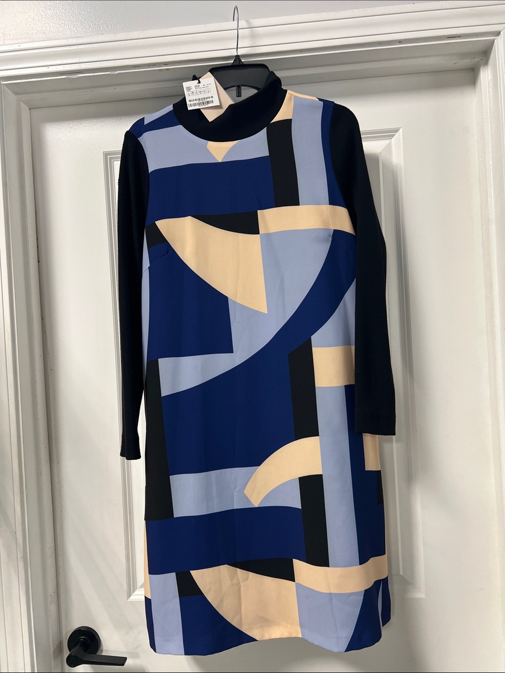 MARELLA Graphic Colorblock Shift Dress in Navy, Light Blue, Cream & Black